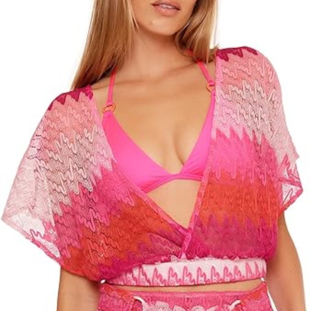 NWT Trina Turk Swim Cascade Crochet Flutter Sleeve Top Cover Up